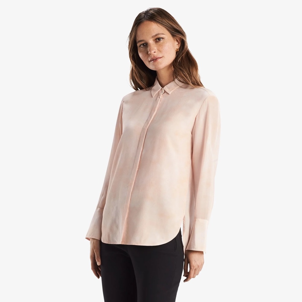 MM LaFleur The Blake Shirt—Brushstroke in Ballet size XL, 100% Silk, Retail $225 - Picture 2 of 10